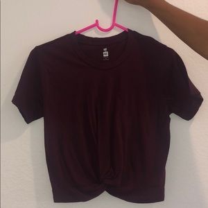 Burgundy Crop Top with knot in front